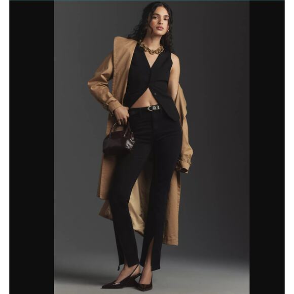 Pistola Teagan High Rise Twisted Jeans Womens Sz 27 Vinyl Black Slim Straight - Picture 3 of 12